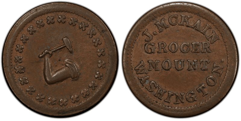 (No Date) Copper Civil War Store Card F-650A-1a, J. McKain PA