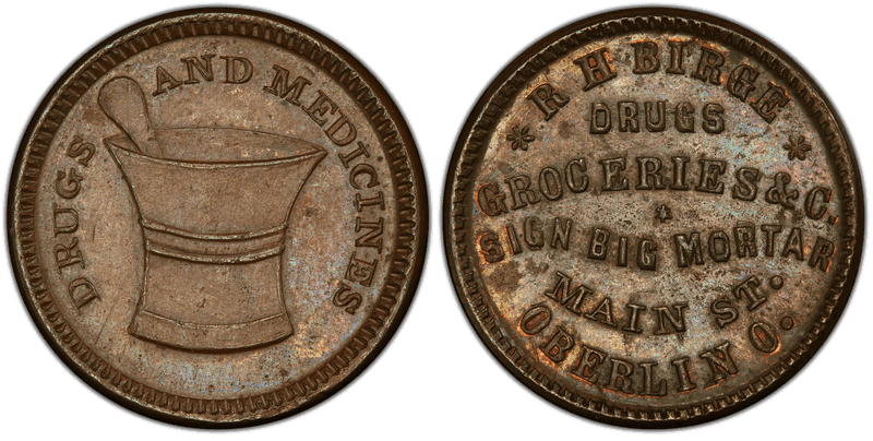 (No Date) Copper Civil War Store Card F-690A-1a, R H Birge OH