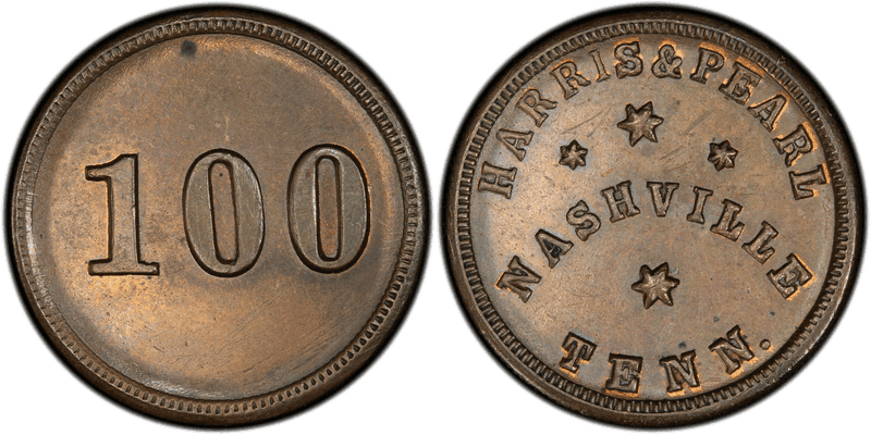(No Date) Copper Civil War Store Card F-690B-4a, Harris & Pearl TN