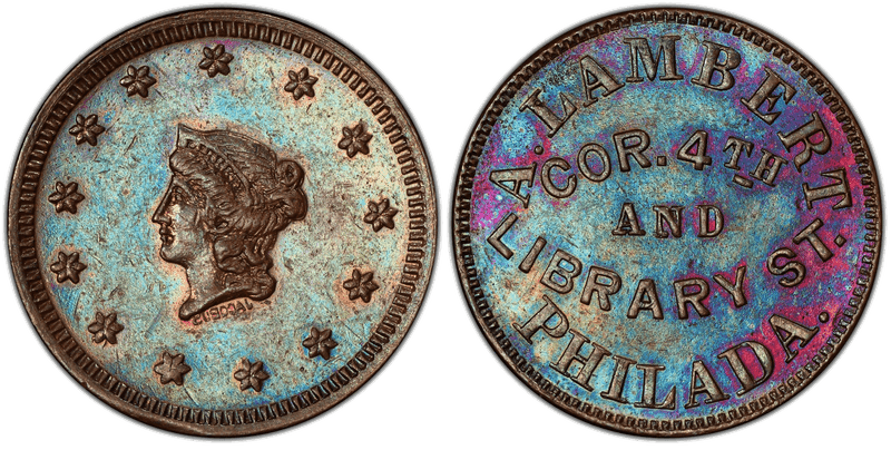 (No Date) Copper Civil War Store Card F-750N-1a, A. Lambert PA
