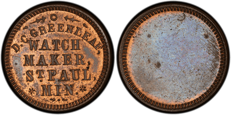 (1861-65) Copper Civil War Store Card F-760A-1a, D.C. Greenleaf MN