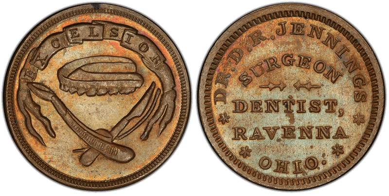 (No Date) Copper Civil War Store Card F-765B-4a, Dr. D.R. Jennings OH