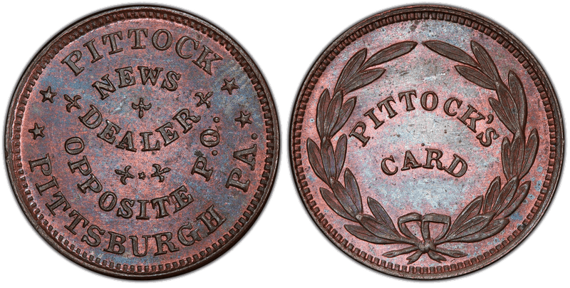 (No Date) Copper Civil War Store Card F-765P-13a, Pittock PA
