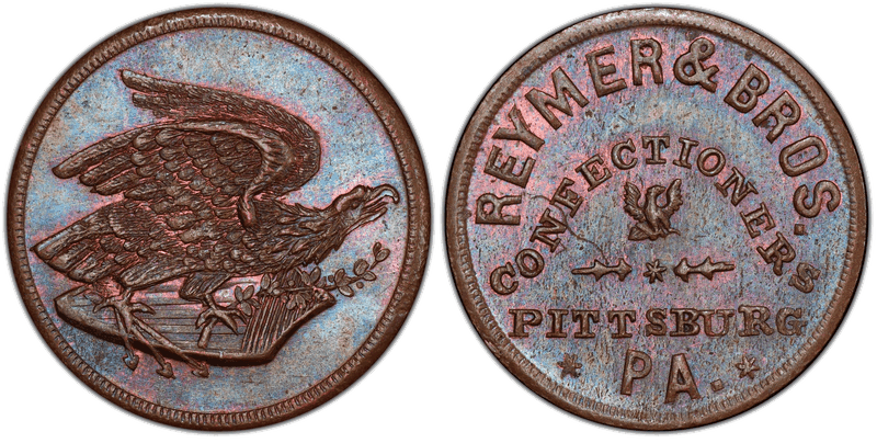 (No Date) Copper Civil War Store Card F-765T-1a, Reymer & Bros. PA