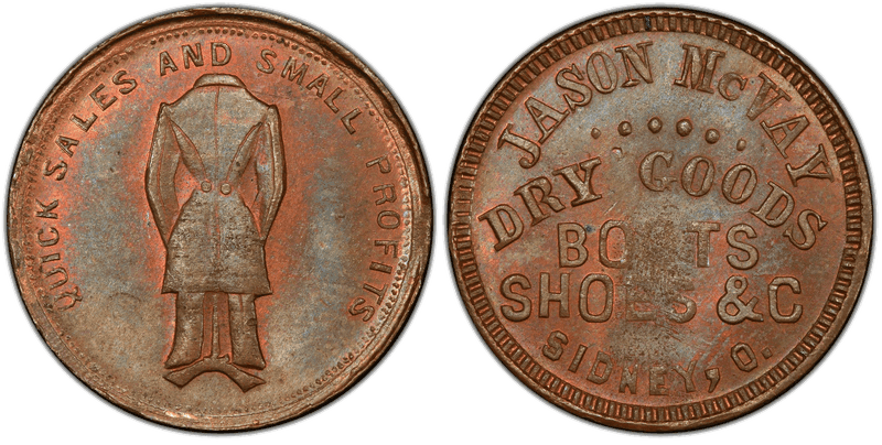 (No Date) Copper Civil War Store Card F-815B-1a, Jason McVay OH