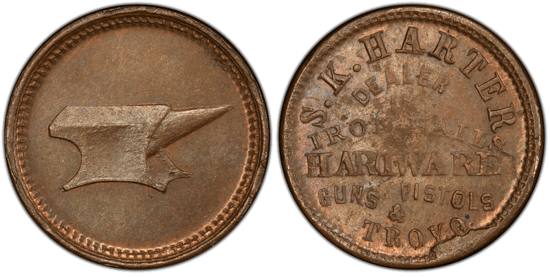(No Date) Copper Civil War Store Card F-880B-2a, S.K. Harter OH