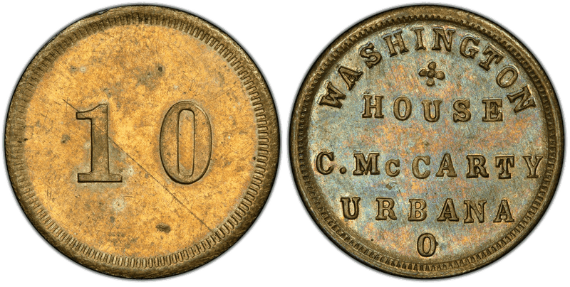 (No Date) Brass Civil War Store Card F-895A-3b, C. McCarthy OH