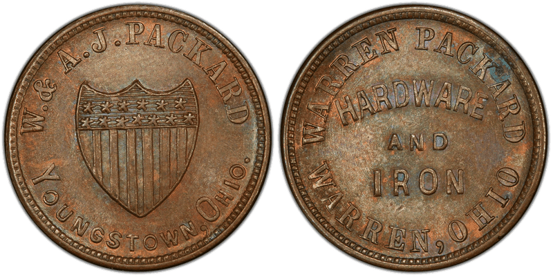 No Date Token F-910aA-1a Copper PE W. & A. J. Packard OH