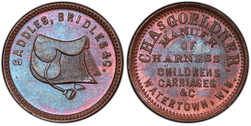 (No Date) Copper Civil War Store Card F-920H-4a, Chas. Goeldner WI