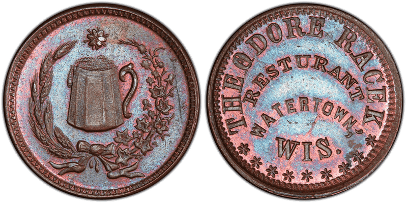 (No Date) Copper Civil War Store Card F-920L-1a, Theodore Racek WI