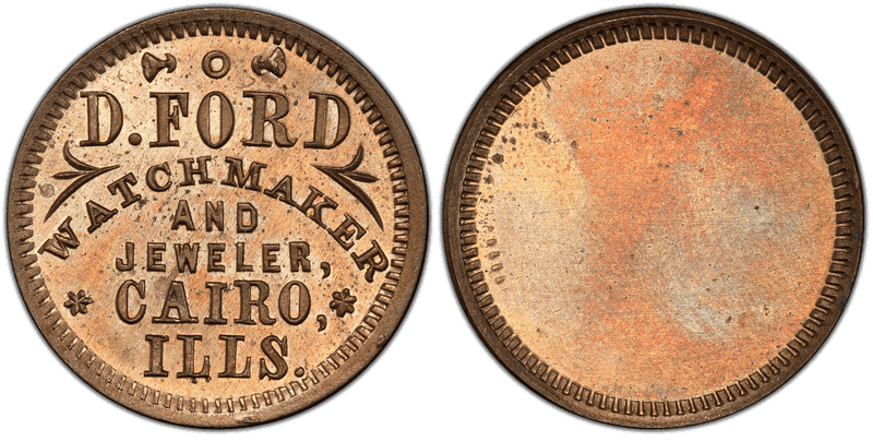 (No Date) Copper-Nickel Civil War Store Card F-95B-3d, D. Ford IL