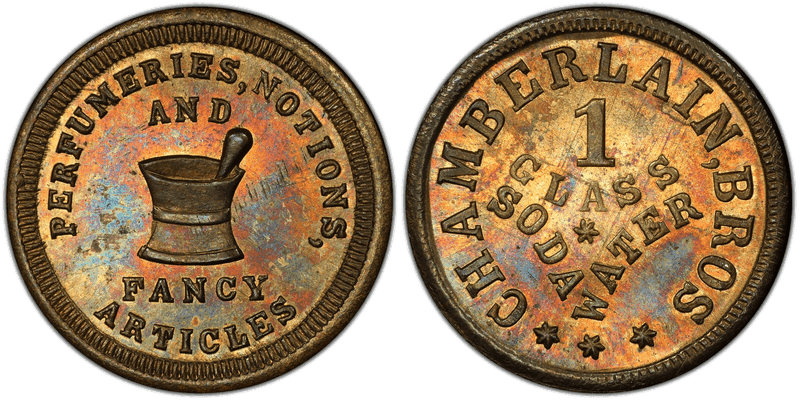 No Date Token F-NC-A-4b1 Brass PE Chamerlain, Bros TN