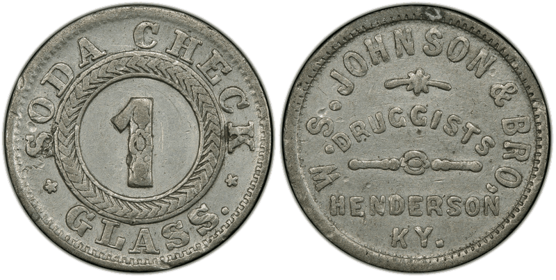 No Date Token F-NC-KYB-1e White Metal PE S. Johnson & Bro, KY