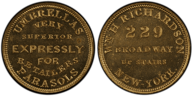 No Date Token Miller NY-657 Brass White Metal. H. Richardson