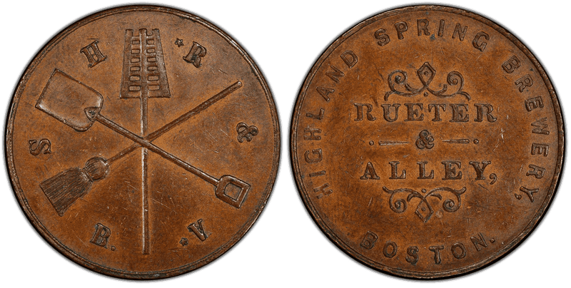 No Date Copper Token Rulau Ma-Bo-E95, Rueter & Alley