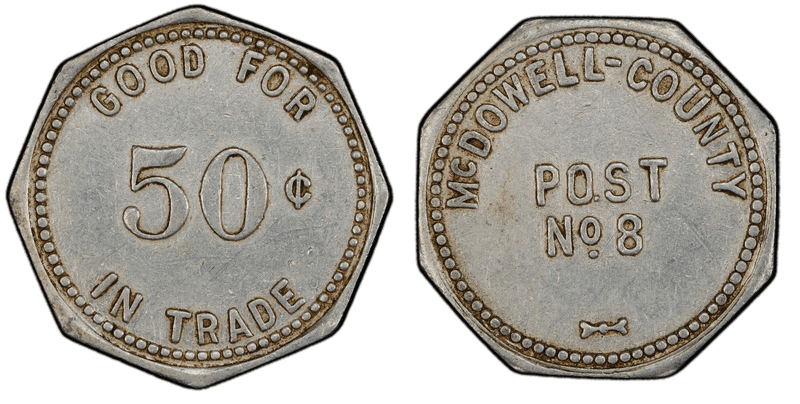 No Date Token TC-263905 White Metal McDowell-County WV