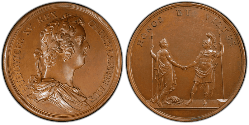 (1729) Bronze Medal Betts-160, Louis XV Indian Peace