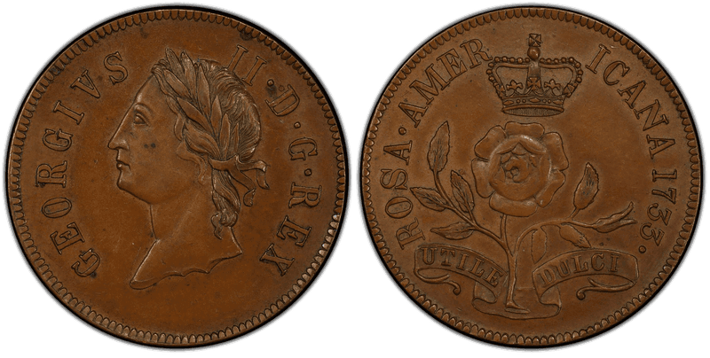 "1733" Twopence Rosa Americana Copper Robinson Copy