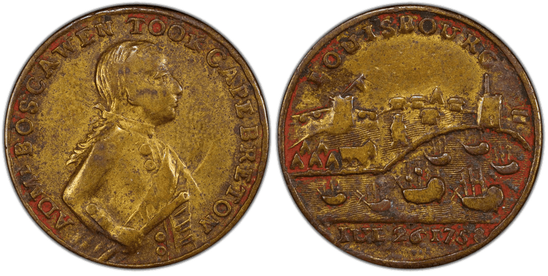 (1758) Brass Medal Betts-405, Louisbourg