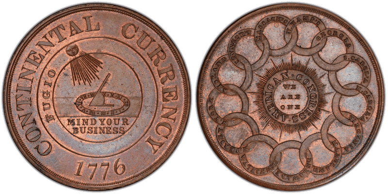 1776 So-Called Dollar HK-853, Continental Dollar Copper - Restrike of 1876 Dollar