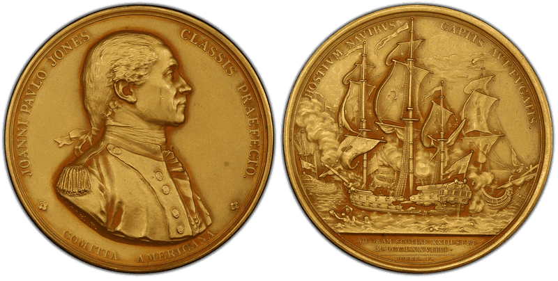 (1779) Gilt Bronze Medal J-NA-1, Restrike Captain John Paul Jones