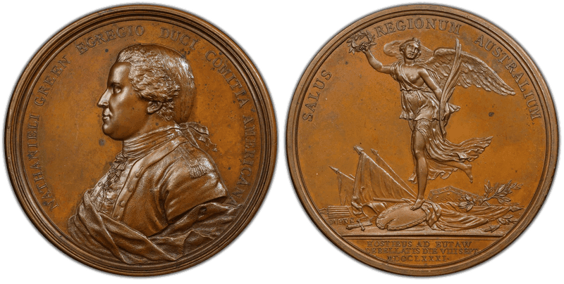 (1781) Bronze Medal Betts-597, Nathanael Greene Original Dies