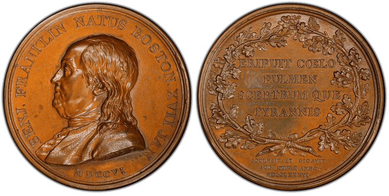 (1786) Bronze Medal Betts-620, Franklin Natus Boston