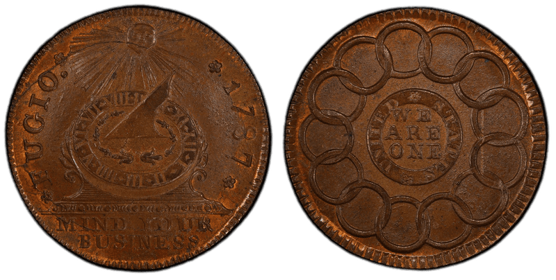 1787 Fugio Cent - New Haven Restrike, Copper