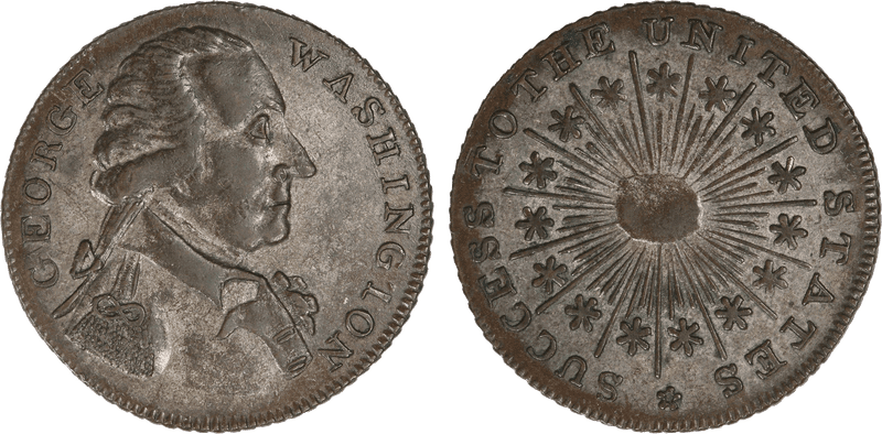 (1790s) Medal Washington-Success Silvered Small, Reeded Edge