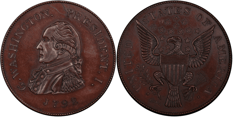 1792 Washington Getz Pattern Bronze Idler Copy Half Dollar