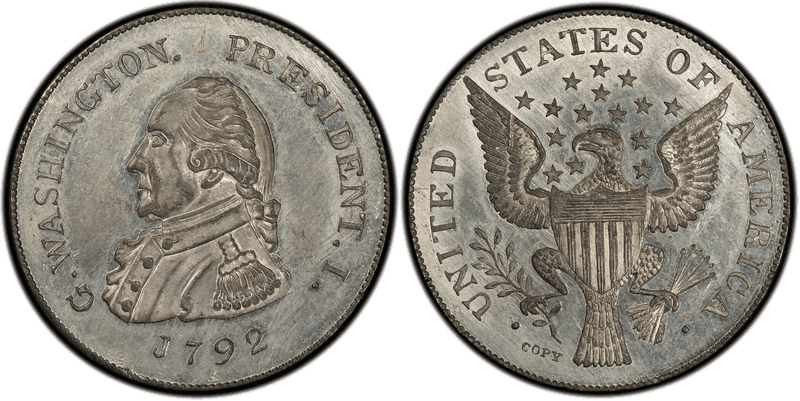 1792 Washington Getz Pattern White Metal Idler Copy Half Dollar