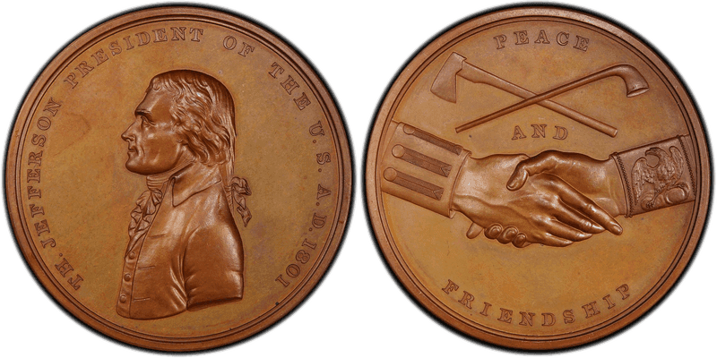 (1801) Bronze Medal J-IP-3, 75mm Thomas Jefferson