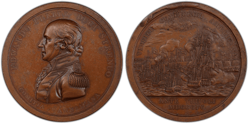 (1804) Bronze Medal J-NA-3, Original Dies Commodore Edward Preble