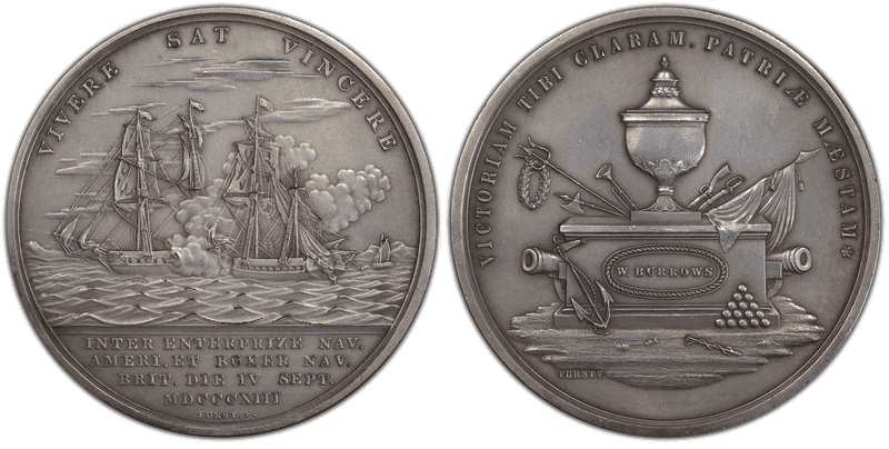 (1813) Silver Medal J-NA-7, Restrike Lt. William Burrows