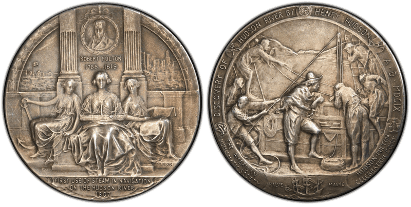 "1815" Medal Henry Hudson Silver 52mm Discovery Of The Hudson River