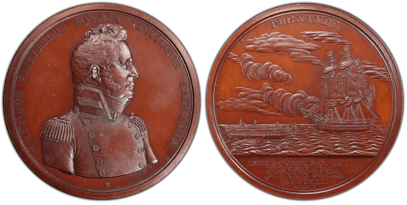(1817-86) Bronze Medal J-NA-4, Capt. Bainbridge USS Constitution War of 1812