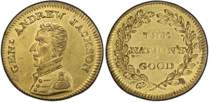 (1824) Medal DeWitt AJACK-1824-4 Brass Genl Andrew Jackson