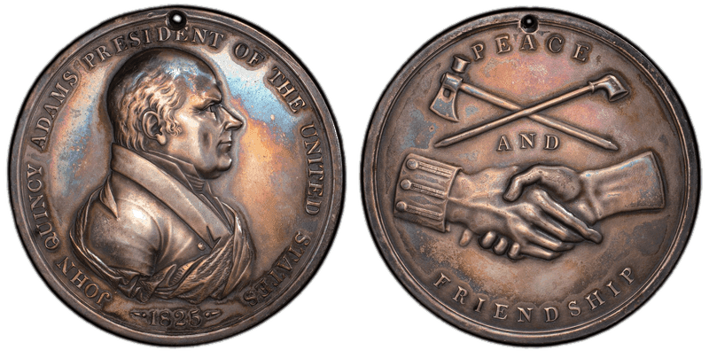 (1825) Silver Medal J-IP-11, Holed John Quincy Adams