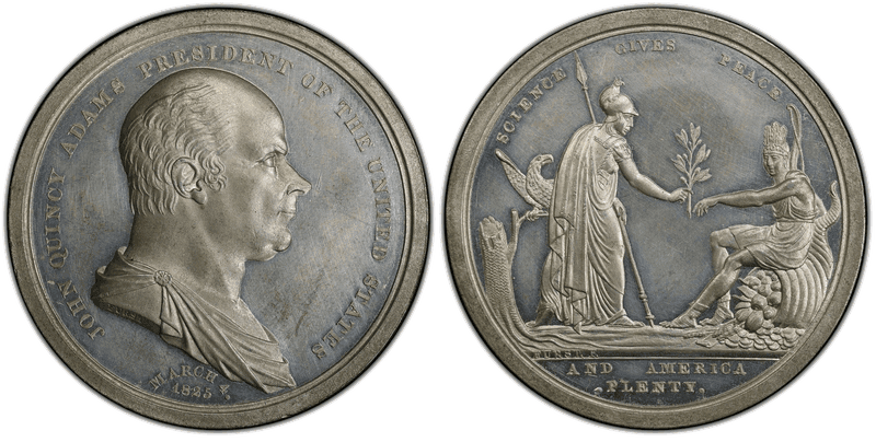(1825) White Metal Medal Julian PR-5, John Quincy Adams Inaugural