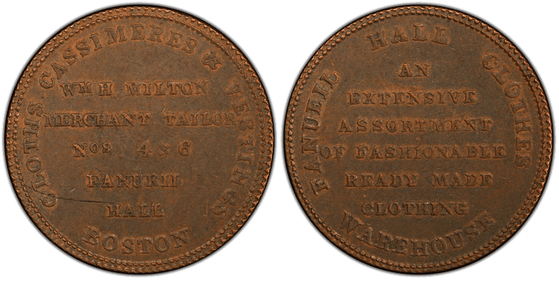 (1830-34) Copper Token HT-163, William H. Milton MA