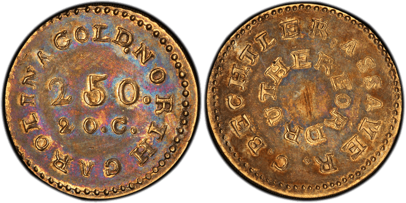 1831 C. Bechtler Two and a Half Dollar Gold Piece - No 75 Grains, Fine Beads