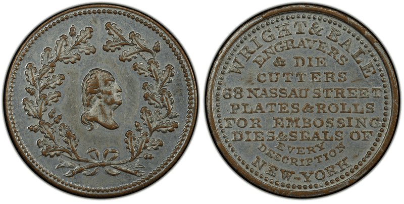 (1832-33) Silvered Copper Token HT-342A, Wright & Bale NY