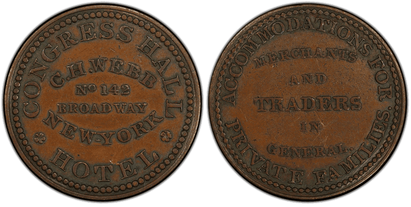 (1832-34) Copper Token HT-338, C.H. Webb Congress Hall NY
