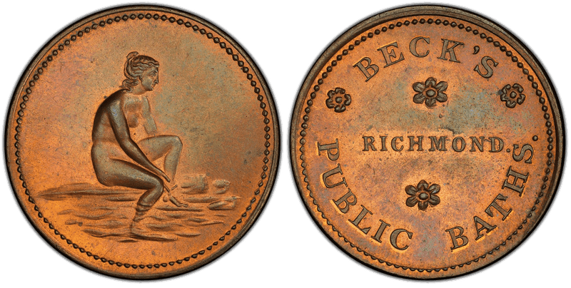 (1832-44) Copper Token HT-441, Beck's Public Baths VA