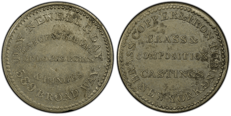 (1834-35) German Silver Token HT-248, Day Newell & Day NY