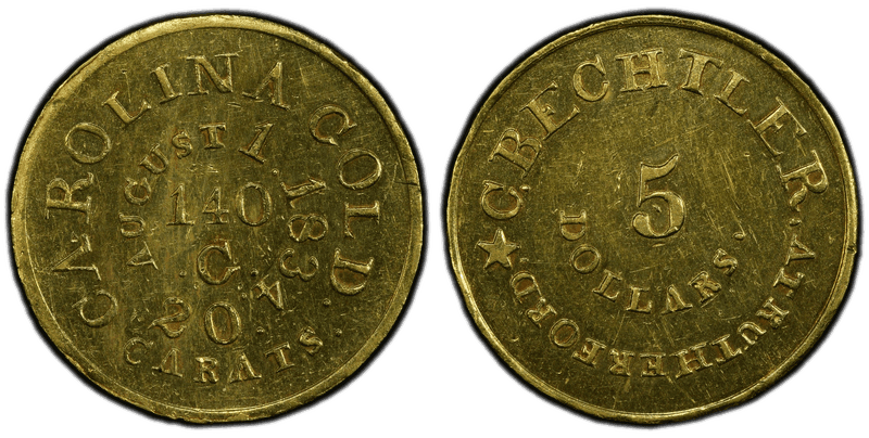 1834 C. Bechtler Five Dollar Gold Piece - Reeded Edge, K-20