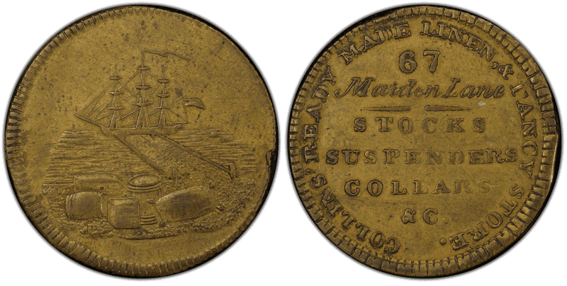 (1834-41) Brass Token HT-241, Collins Ready Made Store NY