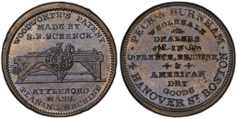 (1834) Copper Token HT-168, Peck & Burnham MA