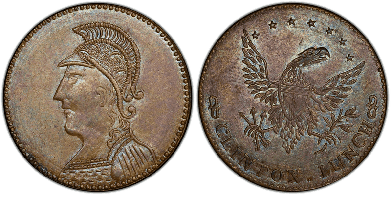 (1835-45) Brass Token HT-A240, Clinton Lunch NY