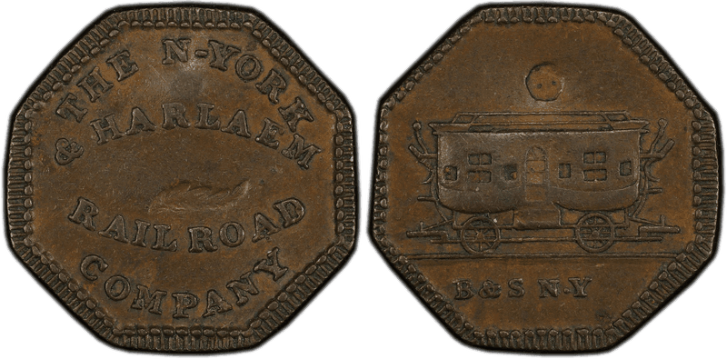(1835-8) Copper Token HT-301, NY & Harlaem & Railroad Co. NY